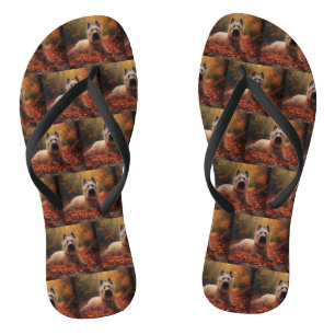 Skye Terrier in Autumn Leaves Fall Inspire Flip Flops