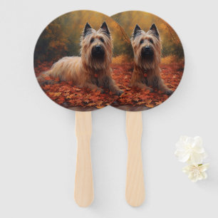 Skye Terrier in Autumn Leaves Fall Inspire Hand Fan