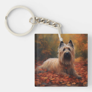 Skye Terrier in Autumn Leaves Fall Inspire Key Ring