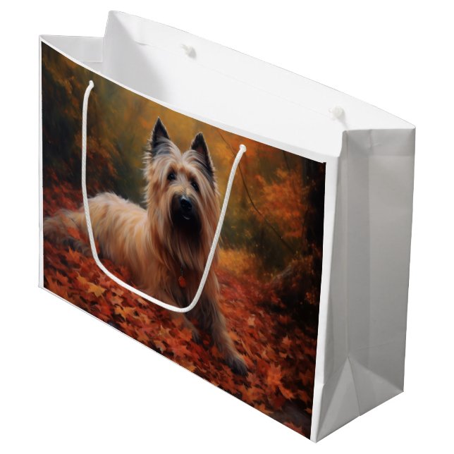 Skye Terrier in Autumn Leaves Fall Inspire Large Gift Bag (Front Angled)