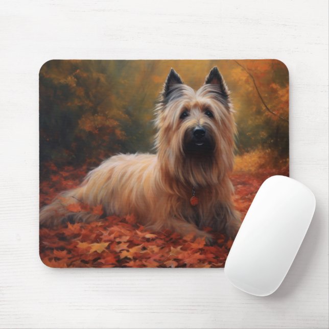 Skye Terrier in Autumn Leaves Fall Inspire Mouse Mat (With Mouse)