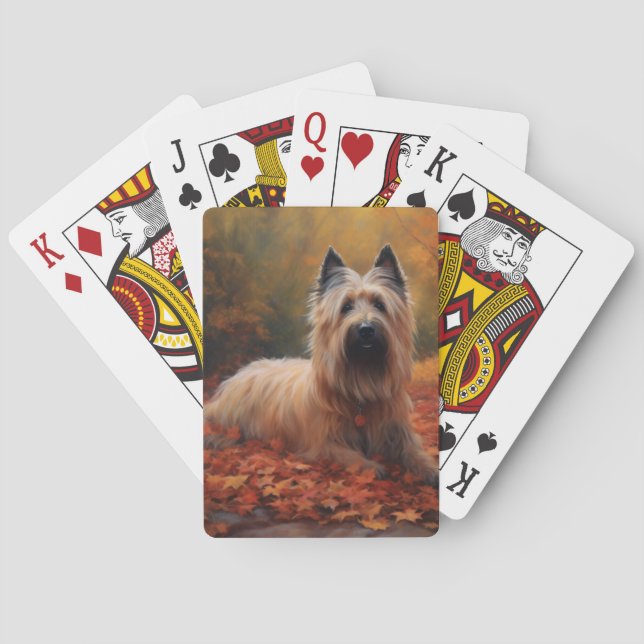 Skye Terrier in Autumn Leaves Fall Inspire Playing Cards (Back)