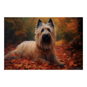 Skye Terrier in Autumn Leaves Fall Inspire Poster