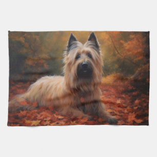 Skye Terrier in Autumn Leaves Fall Inspire Tea Towel
