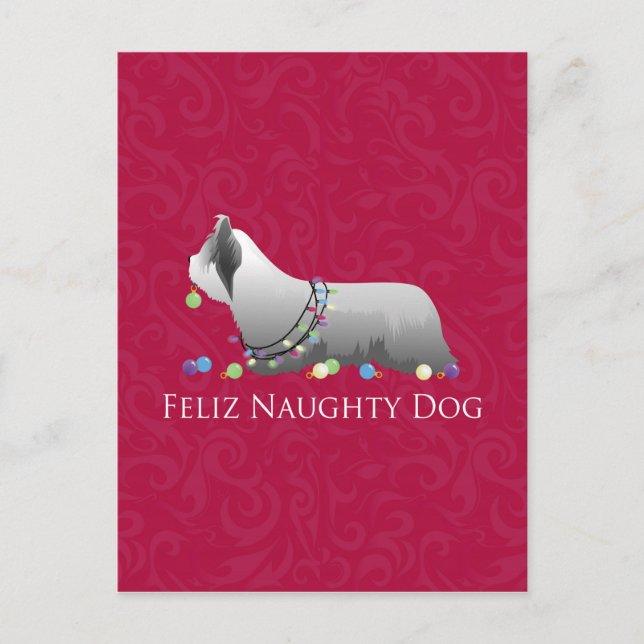 Skye Terrier Merry Christmas Design Holiday Postcard (Front)