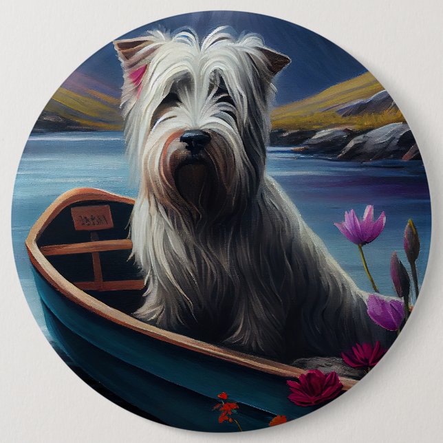 Skye Terrier on a Paddle: A Scenic Adventure 6 Cm Round Badge (Front)