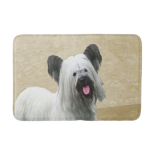 Skye Terrier Painting - Cute Original Dog Art Bath Mat
