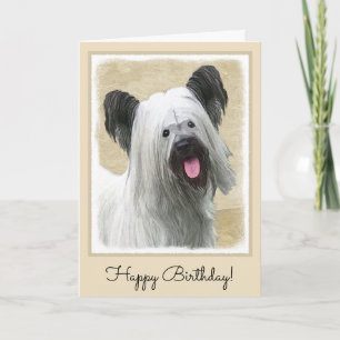 Skye Terrier Painting - Cute Original Dog Art Card