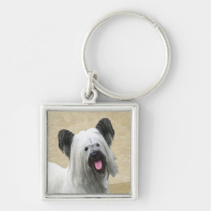 Skye Terrier Painting - Cute Original Dog Art Key Ring