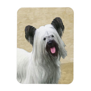 Skye Terrier Painting - Cute Original Dog Art Magnet