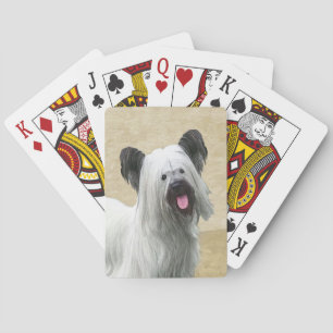 Skye Terrier Painting - Cute Original Dog Art Playing Cards