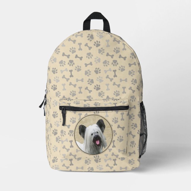 Skye Terrier Painting - Cute Original Dog Art Printed Backpack (Front)