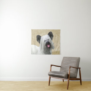 Skye Terrier Painting - Cute Original Dog Art Tapestry