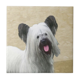 Skye Terrier Painting - Cute Original Dog Art Tile