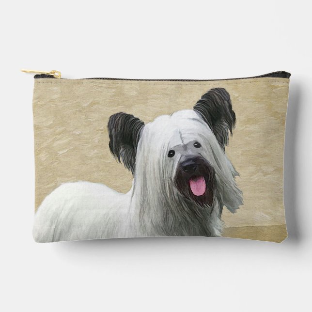 Skye Terrier Painting Silver Grey Original Dog Art Accessory Pouch (Front)