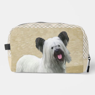 Skye Terrier Painting Silver Grey Original Dog Art Dopp Kit