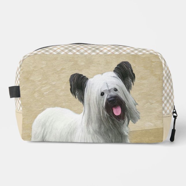 Skye Terrier Painting Silver Grey Original Dog Art Dopp Kit (Front)