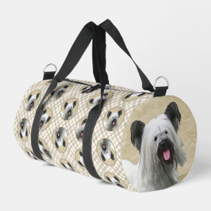 Skye Terrier Painting Silver Grey Original Dog Art Duffle Bag