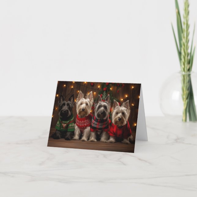 Skye Terrier Puppies Christmas Card (Front)