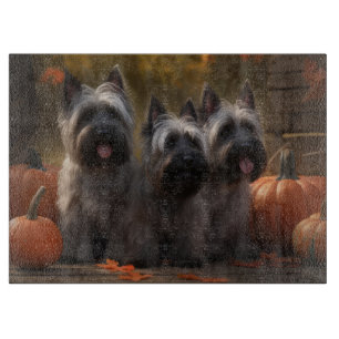 Skye Terrier Puppy Autumn Delight Pumpkin Cutting Board