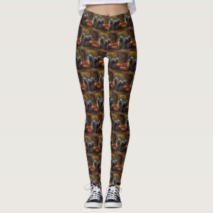 Skye Terrier Puppy Autumn Delight Pumpkin  Leggings
