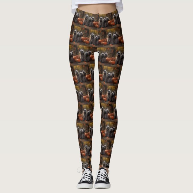 Skye Terrier Puppy Autumn Delight Pumpkin  Leggings (Front)