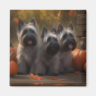 Skye Terrier Puppy Autumn Delight Pumpkin Magnet