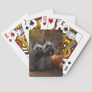 Skye Terrier Puppy Autumn Delight Pumpkin  Playing Cards