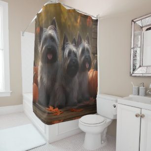 Skye Terrier Puppy Autumn Delight Pumpkin  Shower Curtain