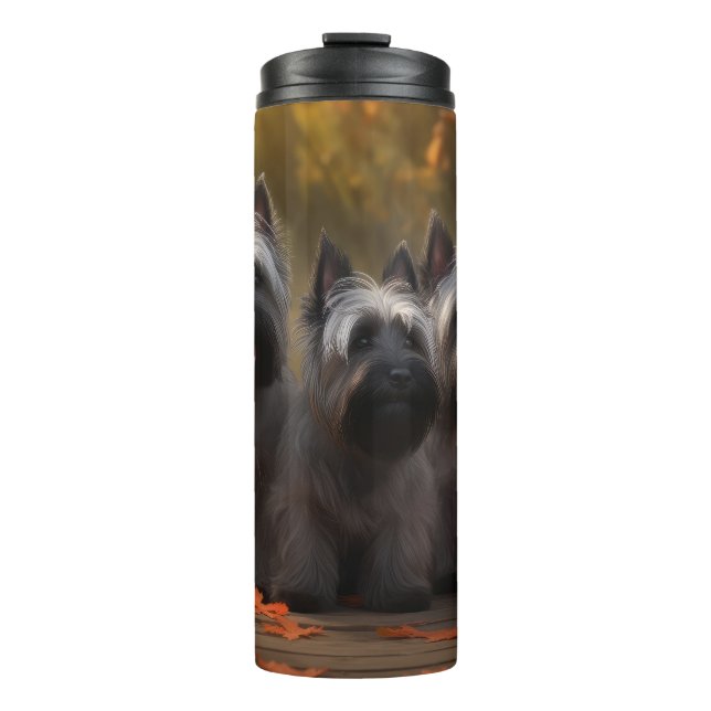 Skye Terrier Puppy Autumn Delight Pumpkin  Thermal Tumbler (Front)