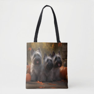 Skye Terrier Puppy Autumn Delight Pumpkin  Tote Bag