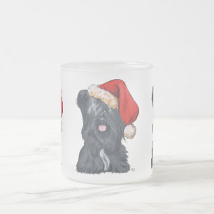 Skye Terrier Santa Claus Frosted Glass Coffee Mug
