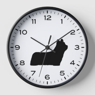 Skye Terrier Silhouette with Numbers and Minutes Clock