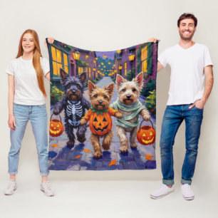 Skye Terrier Trick-or-Treating Halloween Costumes Fleece Blanket