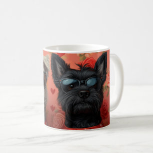 Skye Terrier with Heart Roses Valentine's Day Coffee Mug