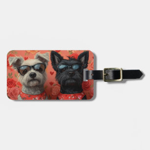 Skye Terrier with Heart Roses Valentine's Day Luggage Tag