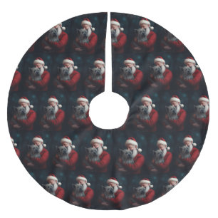 Skye Terrier With Santa Claus Festive Christmas Brushed Polyester Tree Skirt
