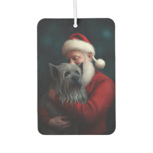 Skye Terrier With Santa Claus Festive Christmas Car Air Freshener