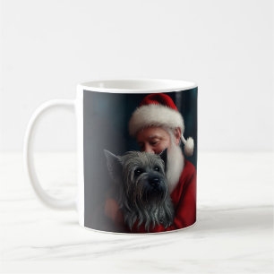 Skye Terrier With Santa Claus Festive Christmas Coffee Mug