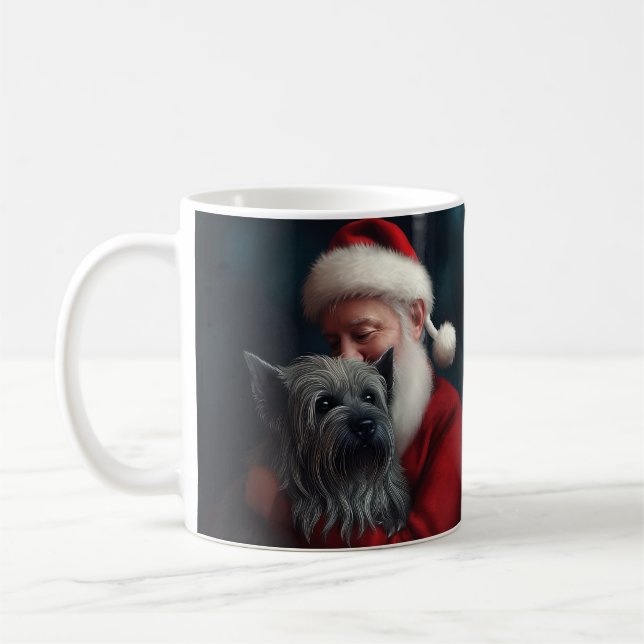 Skye Terrier With Santa Claus Festive Christmas Coffee Mug (Left)