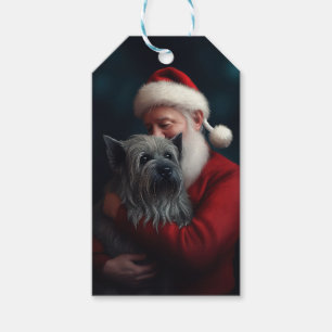 Skye Terrier With Santa Claus Festive Christmas Gift Tags