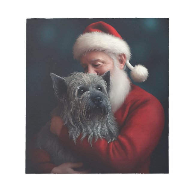 Skye Terrier With Santa Claus Festive Christmas Notepad (Front)
