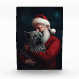 Skye Terrier With Santa Claus Festive Christmas Photo Block