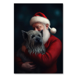Skye Terrier With Santa Claus Festive Christmas Table Number