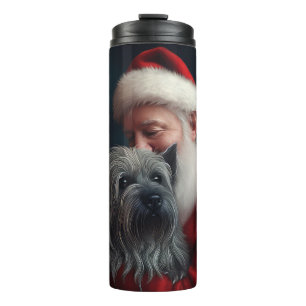 Skye Terrier With Santa Claus Festive Christmas Thermal Tumbler