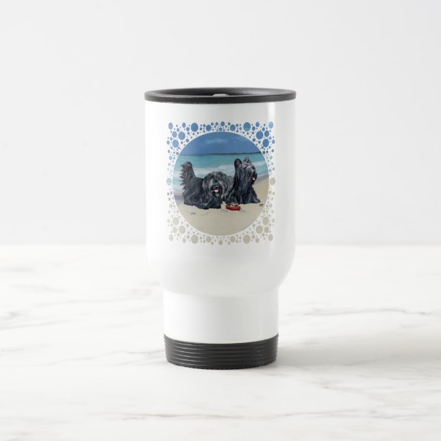 Skye Terriers, Beach Day Travel Mug! Mug (Center)