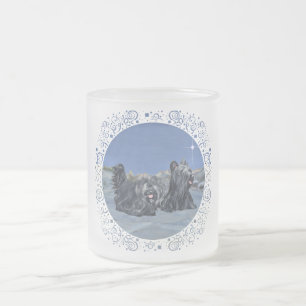 SKYE Terriers on a Winter Evening Frosted Glass Coffee Mug