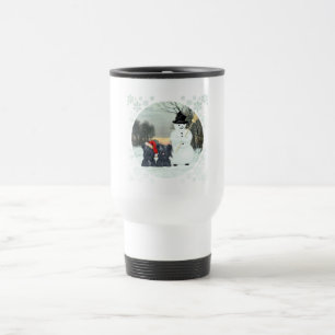 Skye Terriers & Snowman Travel Mug