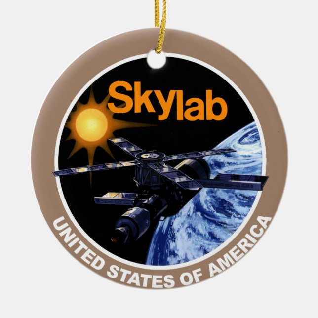 SKYLAB Program Logo Ceramic Tree Decoration (Front)