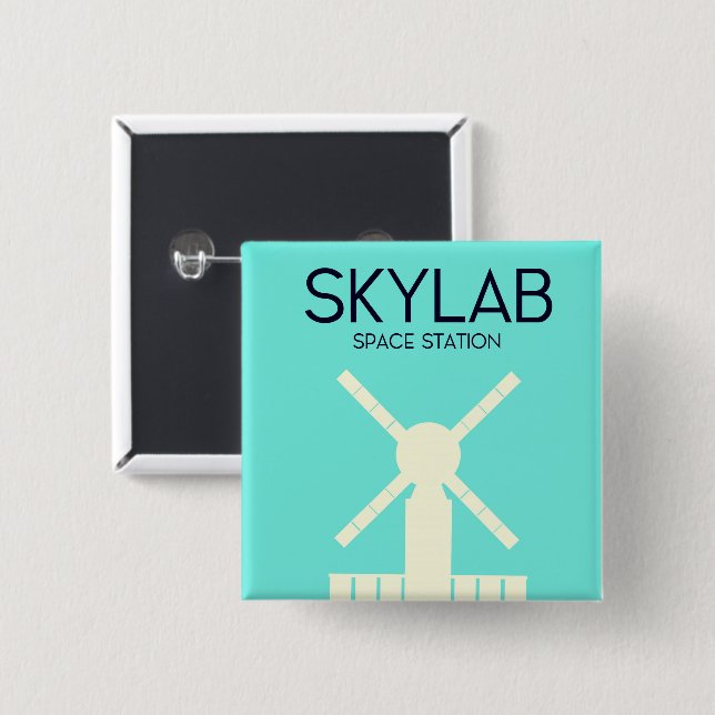 Skylab Space Station Space Art 15 Cm Square Badge (Front & Back)